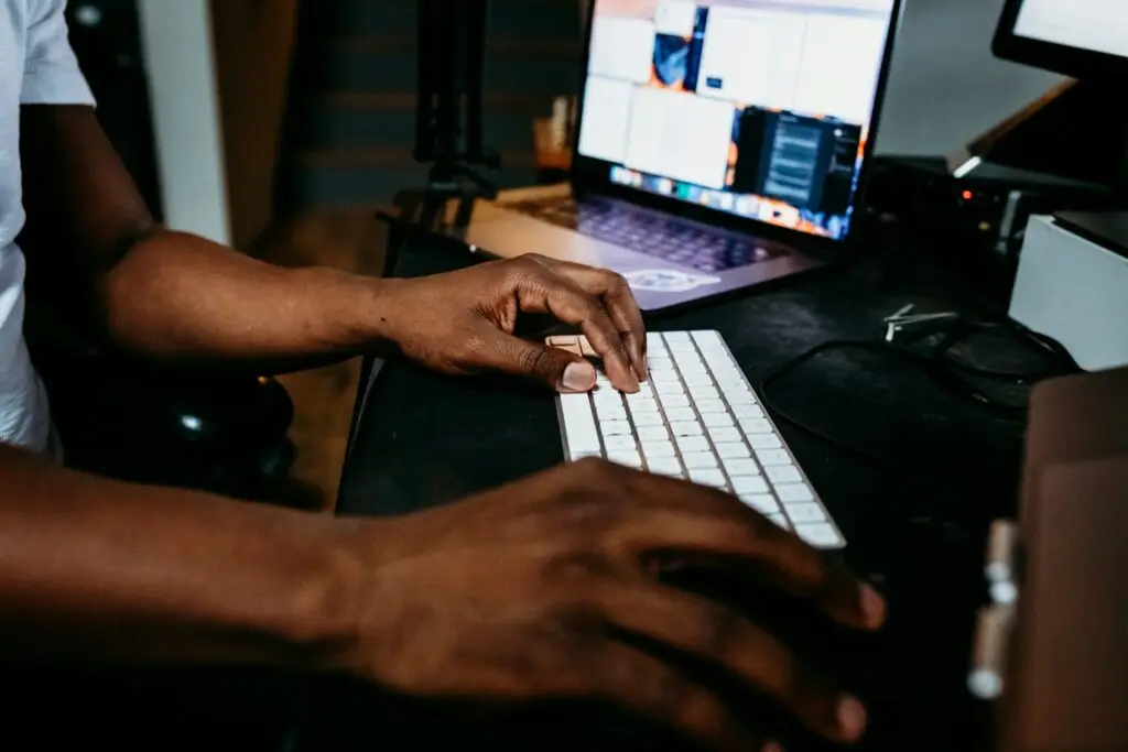 Professional using AI-powered software for smart talent matching